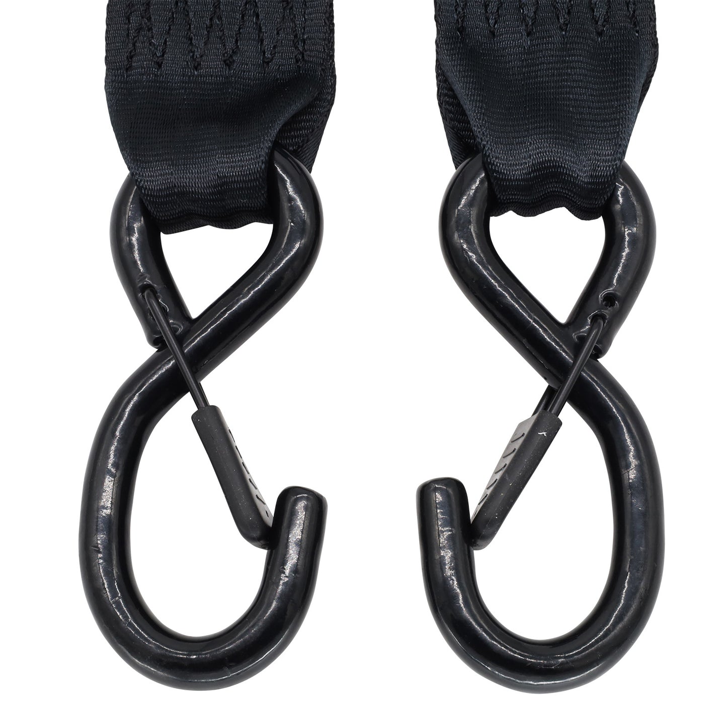 Pair of Black Retractable Ratchet Straps with Safety Clips 50mm Wide 3m Long - RW116