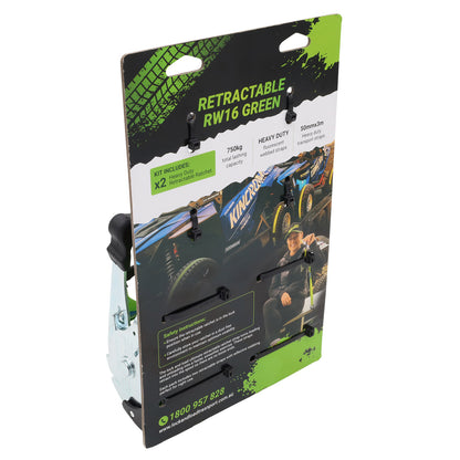 Pair of Retractable Ratchet Straps 50mm Wide 3m Long - RW16