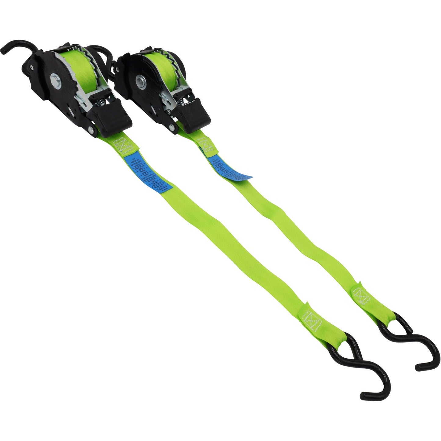 Pair of Retractable Ratchet Straps 25mm Wide 3.6m Long